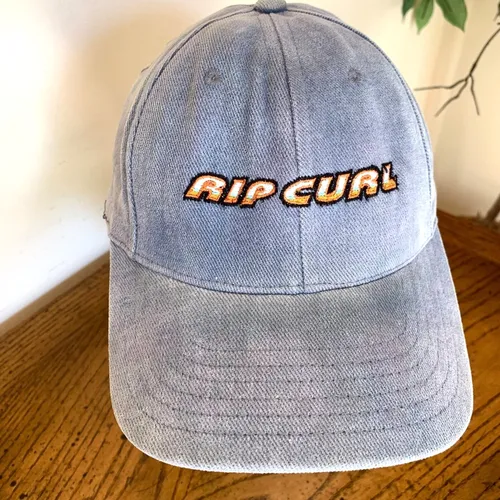 1990's Rip Curl School Sucks Denim Cap, vintage Rip Curl headwear