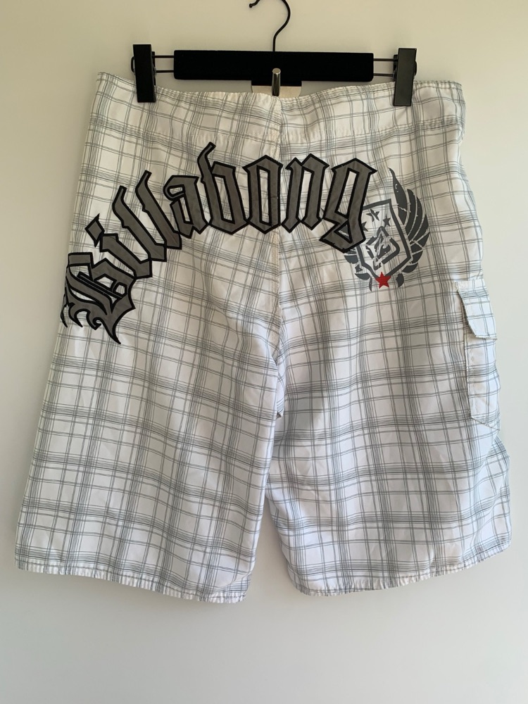 Y2K Billabong Big Logo Plaid Boardshorts, photo 1