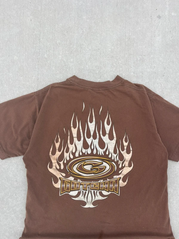 Y2K Gotcha Reflective Flame Surf Tee, photo 1