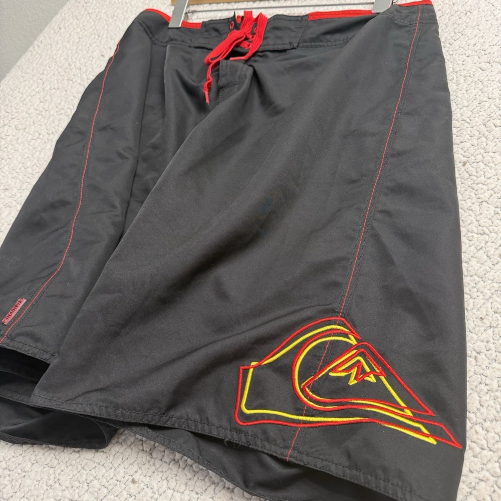 Y2K Quiksilver Black & Red Embroidered Boardshorts, photo 1
