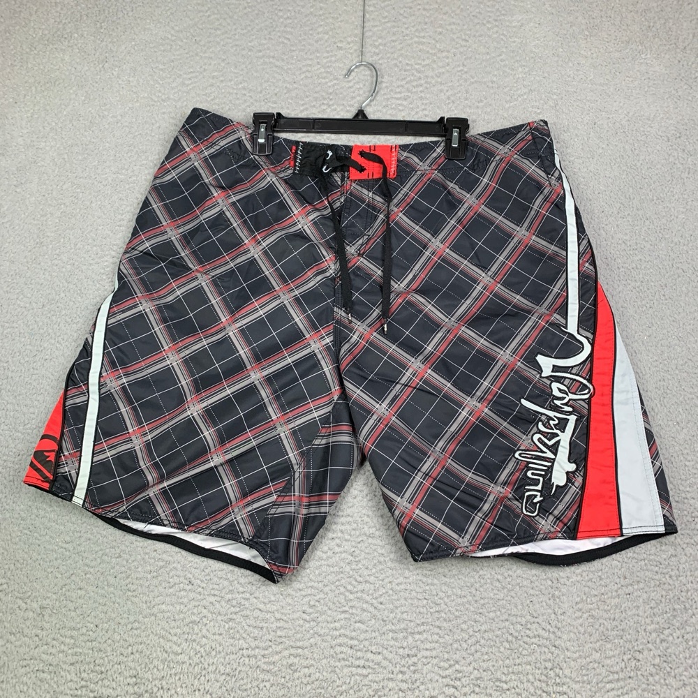 Y2K Quiksilver Plaid Script Boardshorts, photo 1